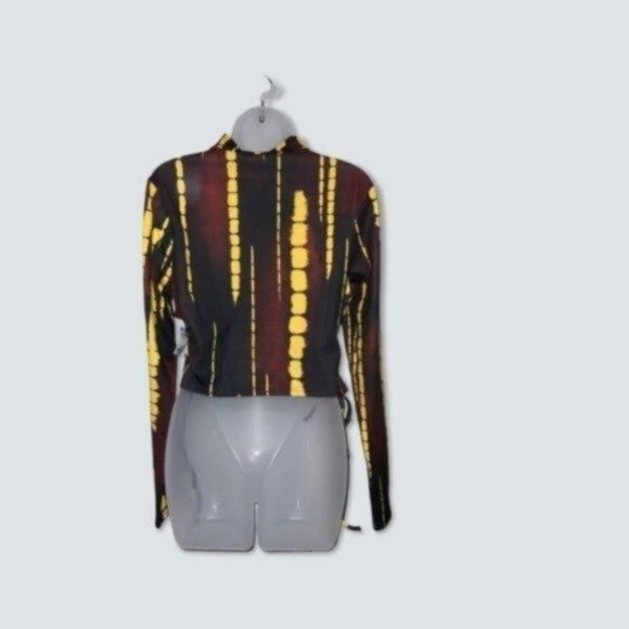 XL AKIRA Laced Sides Tie Dye Fitted Crop Top Blouse New With Tags - Picture 3 of 4